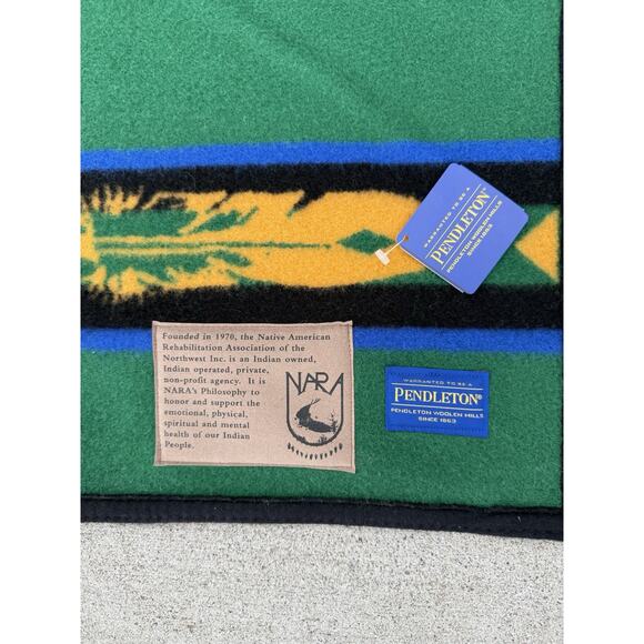 NWT Pendleton NARA Wool Blanket 80"x64” Green/Red Limited Edition * READ - Picture 3 of 14